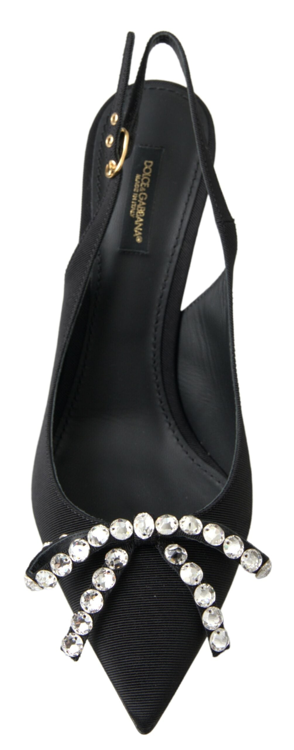 Dolce & Gabbana Black Crystal Embellished Slingback Heel Shoes Dolce & Gabbana