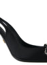 Dolce & Gabbana Black Crystal Embellished Slingback Heel Shoes Dolce & Gabbana