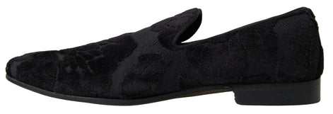 Dolce & Gabbana Black Brocade Loafers Formal Shoes Dolce & Gabbana