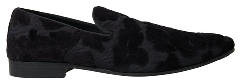 Dolce & Gabbana Black Brocade Loafers Formal Shoes Dolce & Gabbana