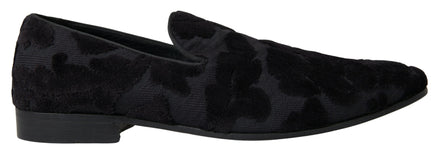 Dolce & Gabbana Black Brocade Loafers Formal Shoes Dolce & Gabbana