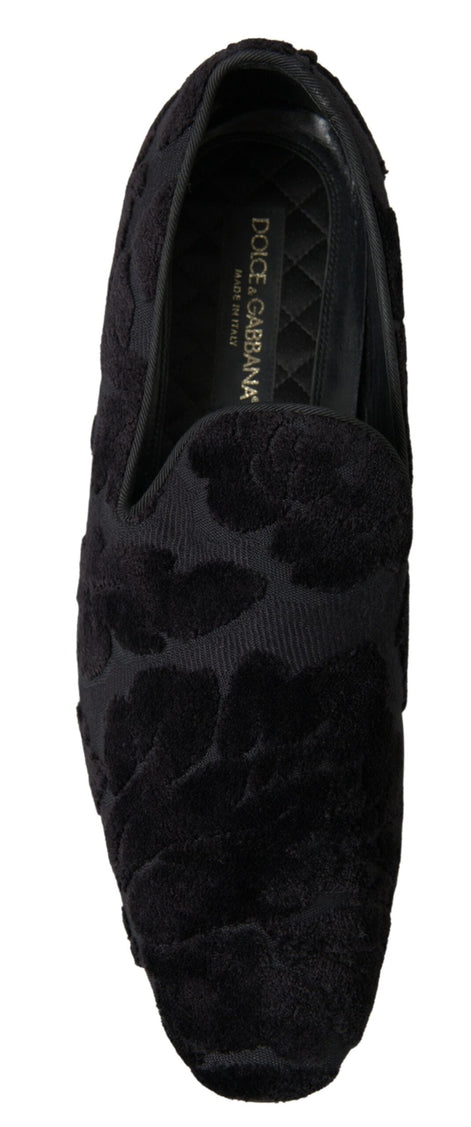 Dolce & Gabbana Black Brocade Loafers Formal Shoes Dolce & Gabbana