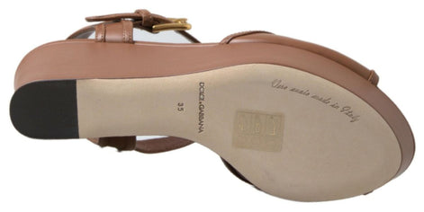 Dolce & Gabbana Brown Leather AMORE Wedges Sandals Shoes Dolce & Gabbana