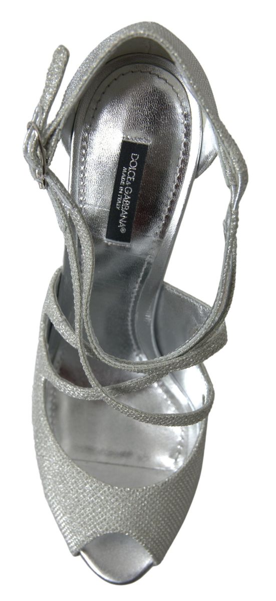 Dolce & Gabbana Silver Shimmers Sandals Heel Pumps Shoes Dolce & Gabbana