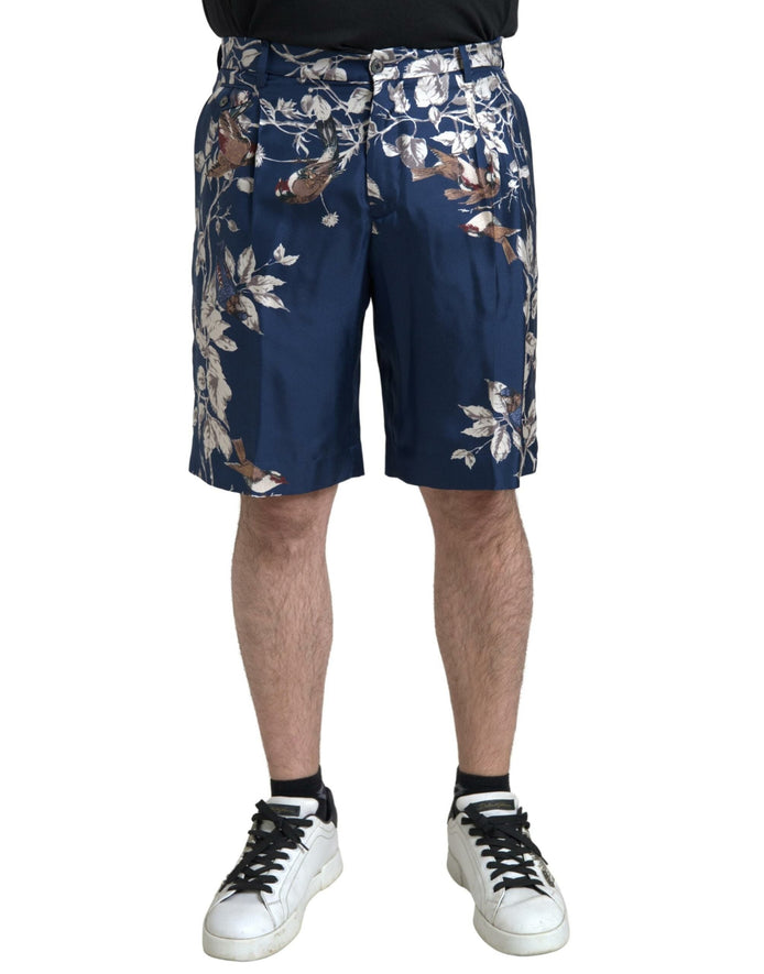 Dolce & Gabbana Blue Floral Print Silk Men Bermuda Shorts Dolce & Gabbana