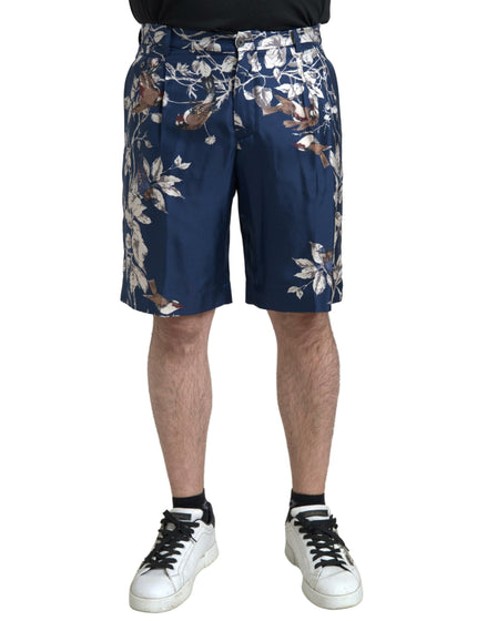 Dolce & Gabbana Blue Floral Print Silk Men Bermuda Shorts Dolce & Gabbana