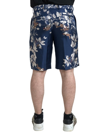 Dolce & Gabbana Blue Floral Print Silk Men Bermuda Shorts Dolce & Gabbana
