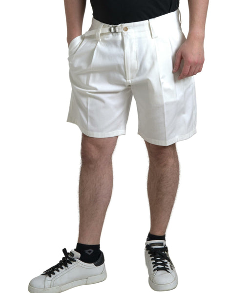 Dolce & Gabbana White Cotton Stretch Men Bermuda Denim Shorts Dolce & Gabbana