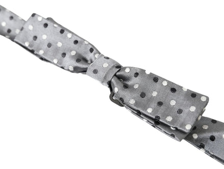 Dolce & Gabbana Gray Polka Dot Silk Adjustable Men Neck Papillon Bow Tie Dolce & Gabbana