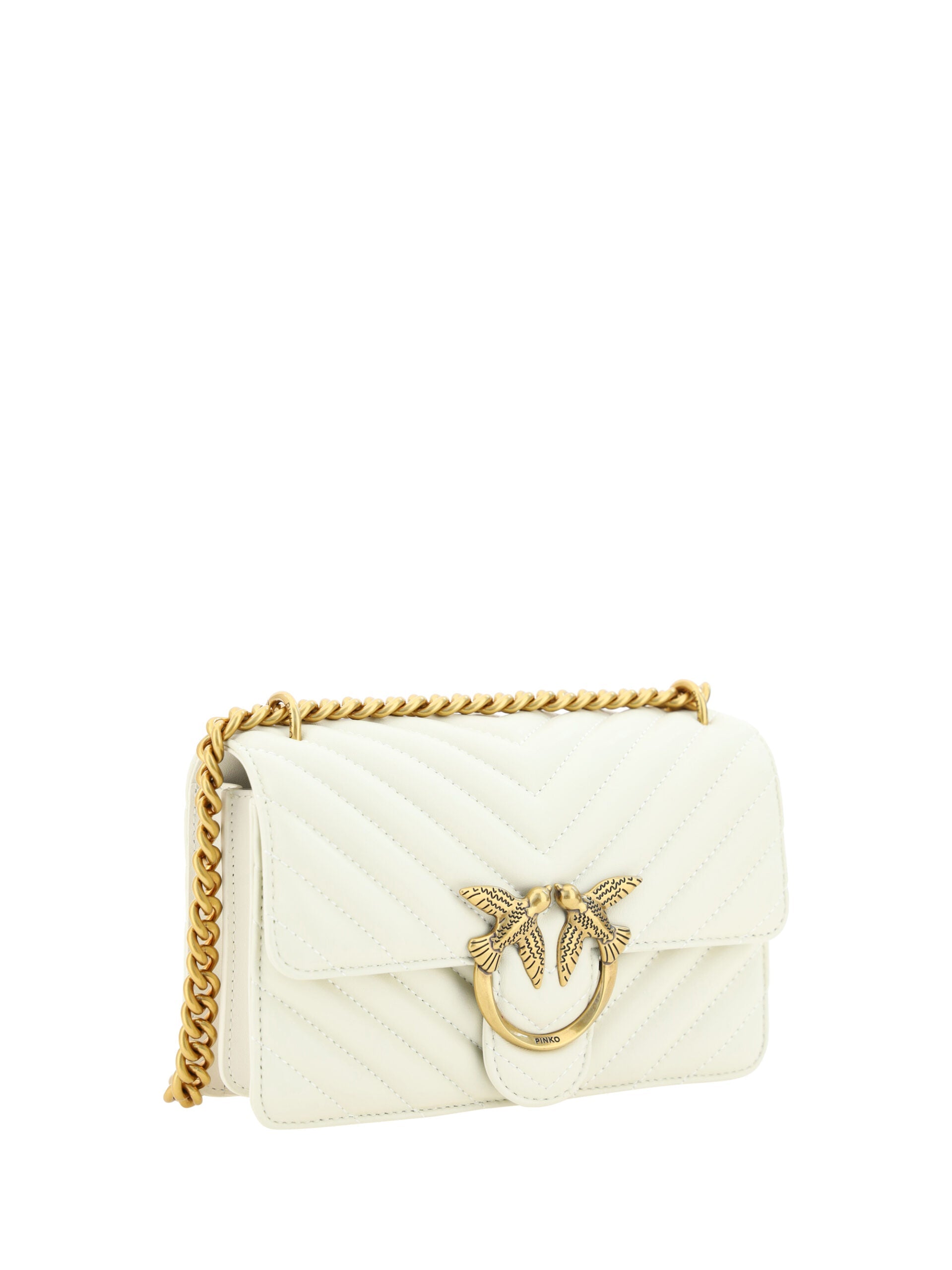 PINKO Elegant White Mini Love Shoulder Bag PINKO