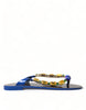 Dolce & Gabbana Blue Crystals Flats Sandals Beachwear Shoes Dolce & Gabbana