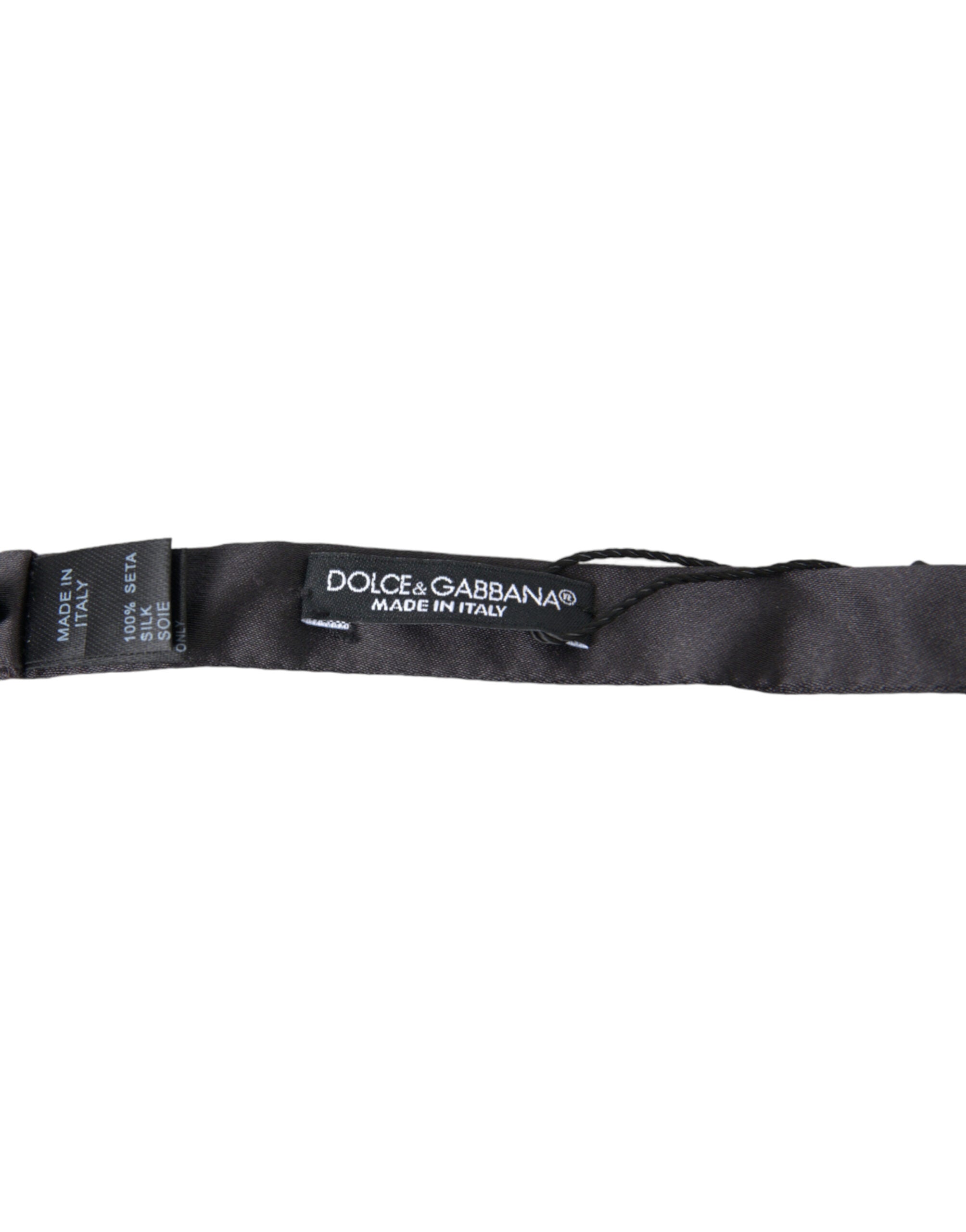 Dolce & Gabbana Dark Gray Silk Adjustable Neck Men Papillon Bow Tie Dolce & Gabbana