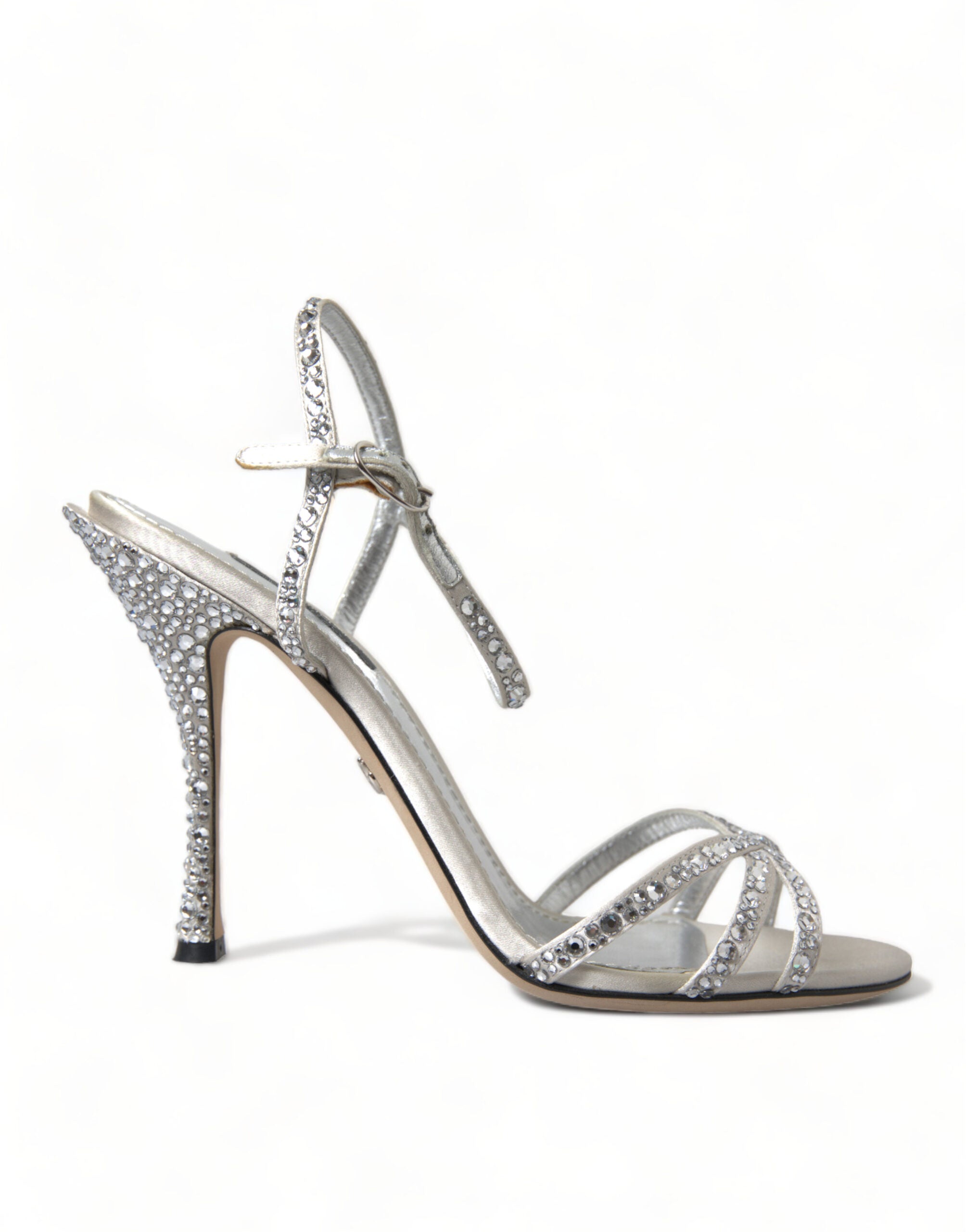 Dolce & Gabbana Silver Crystal Ankle Strap Sandals Shoes Dolce & Gabbana