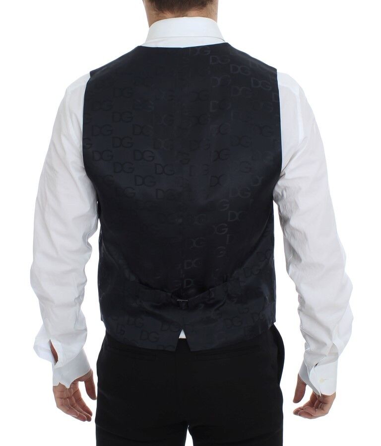 Dolce & Gabbana Blue Cotton Stretch Dress Vest Blazer Dolce & Gabbana