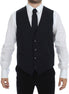 Dolce & Gabbana Gray Striped Wool Silk Dress Vest Gilet Dolce & Gabbana