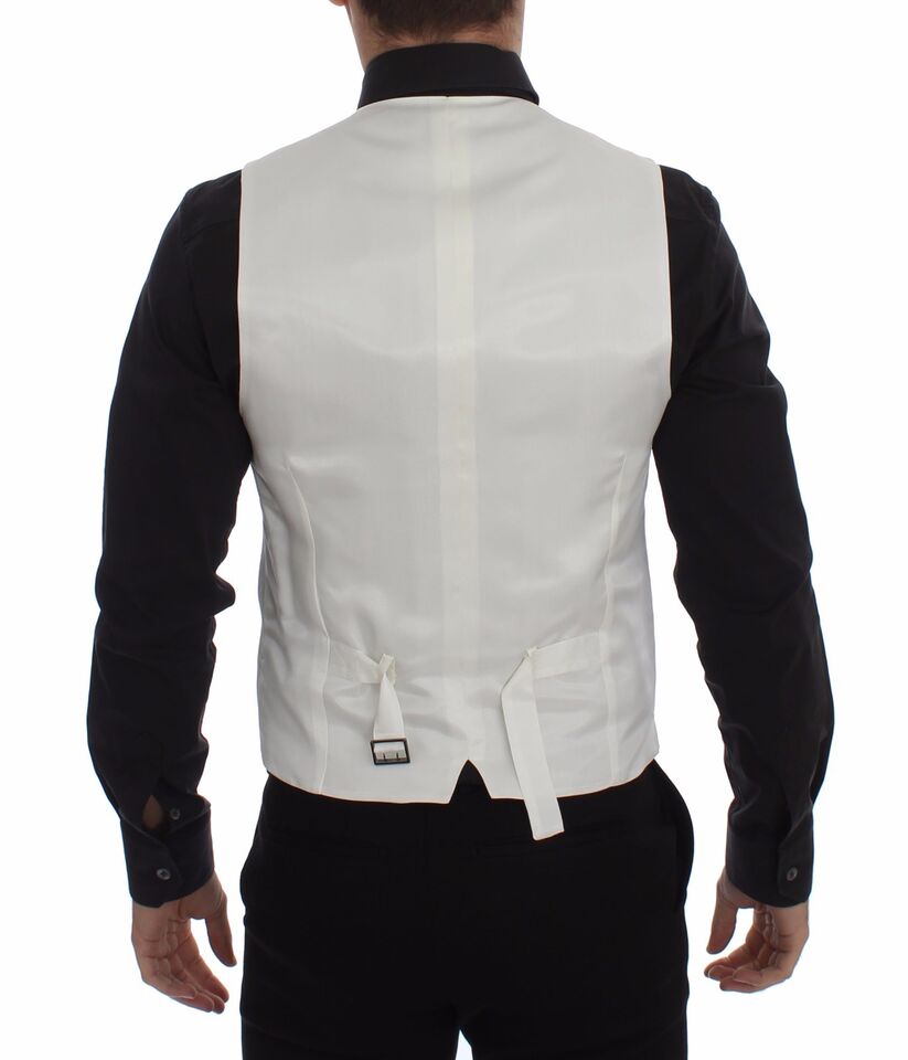 Dolce & Gabbana White Cotton Silk Blend Dress Vest Blazer Dolce & Gabbana