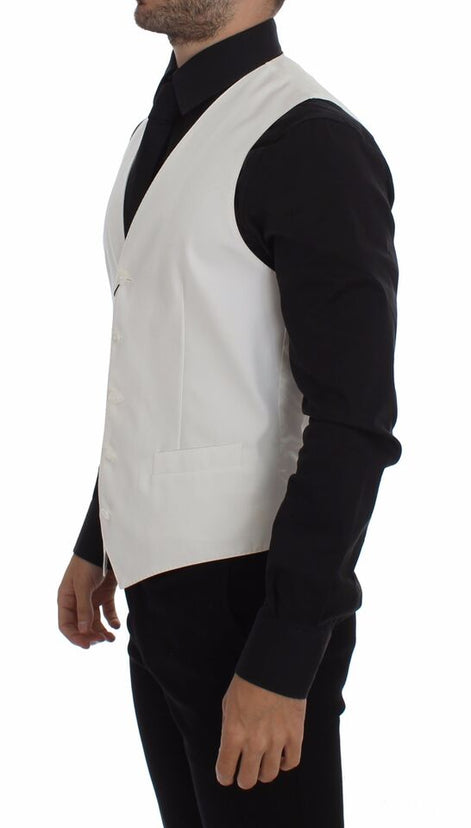 Dolce & Gabbana White Cotton Silk Blend Dress Vest Blazer Dolce & Gabbana