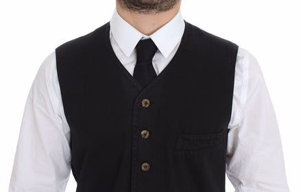 Dolce & Gabbana Black Cotton Viscose Dress Vest Blazer Dolce & Gabbana