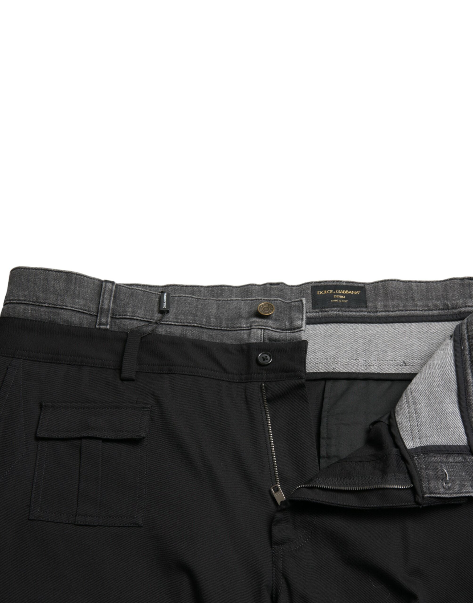 Dolce & Gabbana Black Gray slim Cotton Denim Jeans Dolce & Gabbana