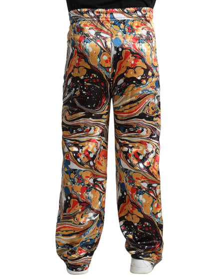 Dolce & Gabbana Multicolor Marble Print Satin Pants Dolce & Gabbana