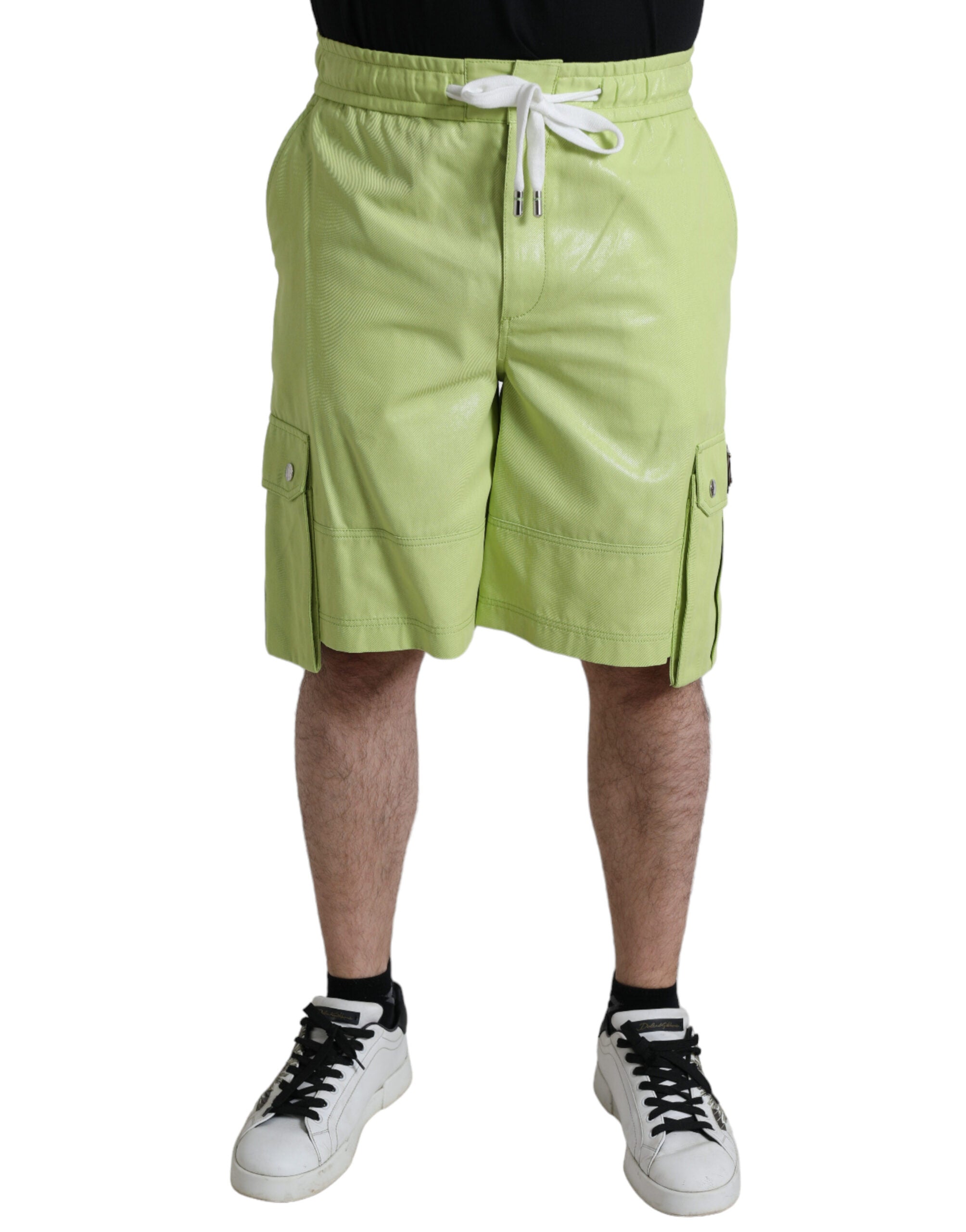 Dolce & Gabbana Light Green Cotton Men Cargo Bermuda Shorts Dolce & Gabbana