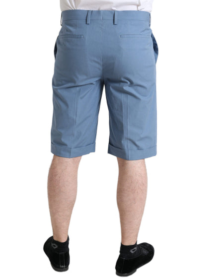 Dolce & Gabbana Sky Blue Cotton Folded Hem Men Bermuda Shorts Dolce & Gabbana