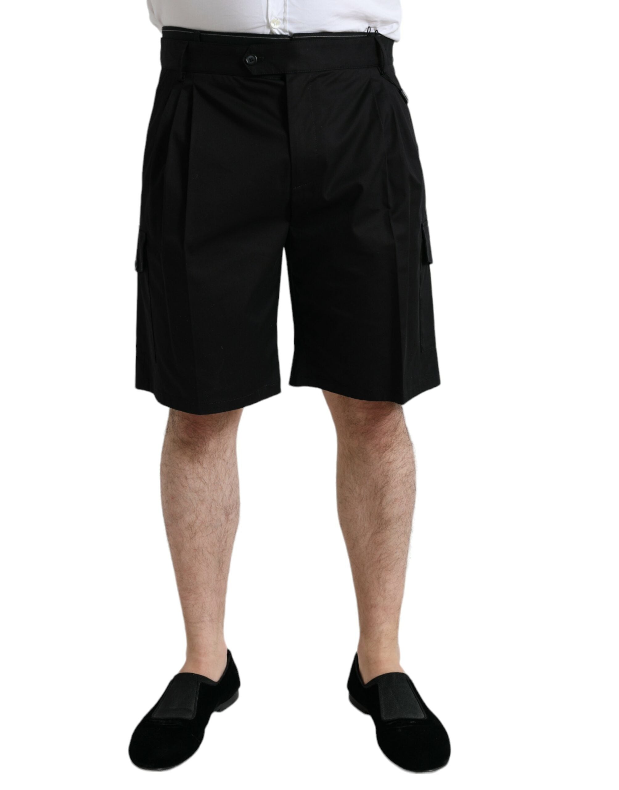 Dolce & Gabbana Black Cotton Stretch Cargo Bermuda Shorts Dolce & Gabbana