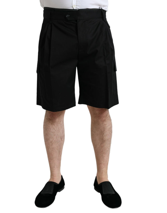 Dolce & Gabbana Black Cotton Stretch Cargo Bermuda Shorts Dolce & Gabbana