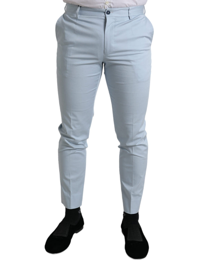 Dolce & Gabbana Sky Blue Cotton Stretch Skinny Pants Dolce & Gabbana