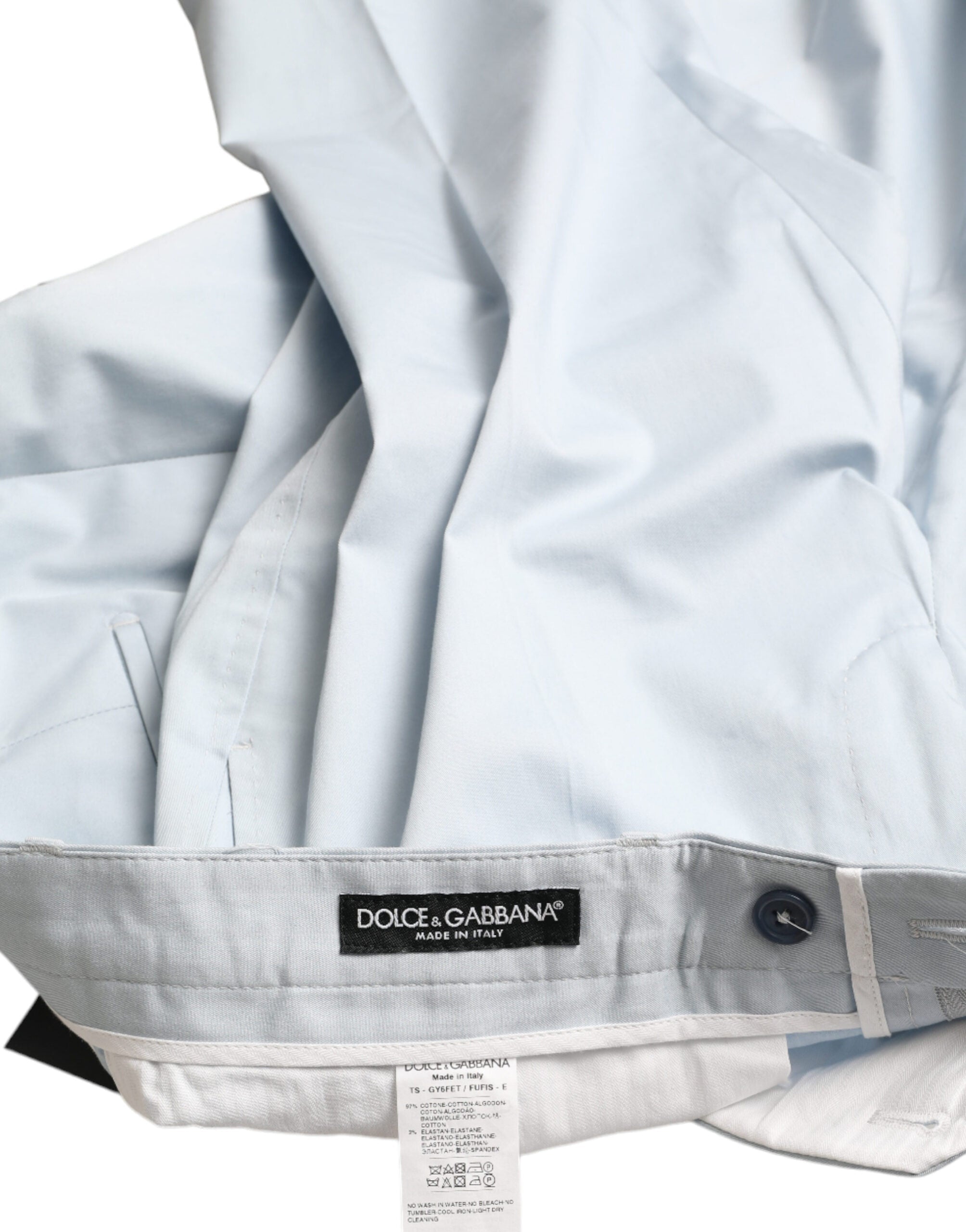 Dolce & Gabbana Sky Blue Cotton Stretch Skinny Pants Dolce & Gabbana