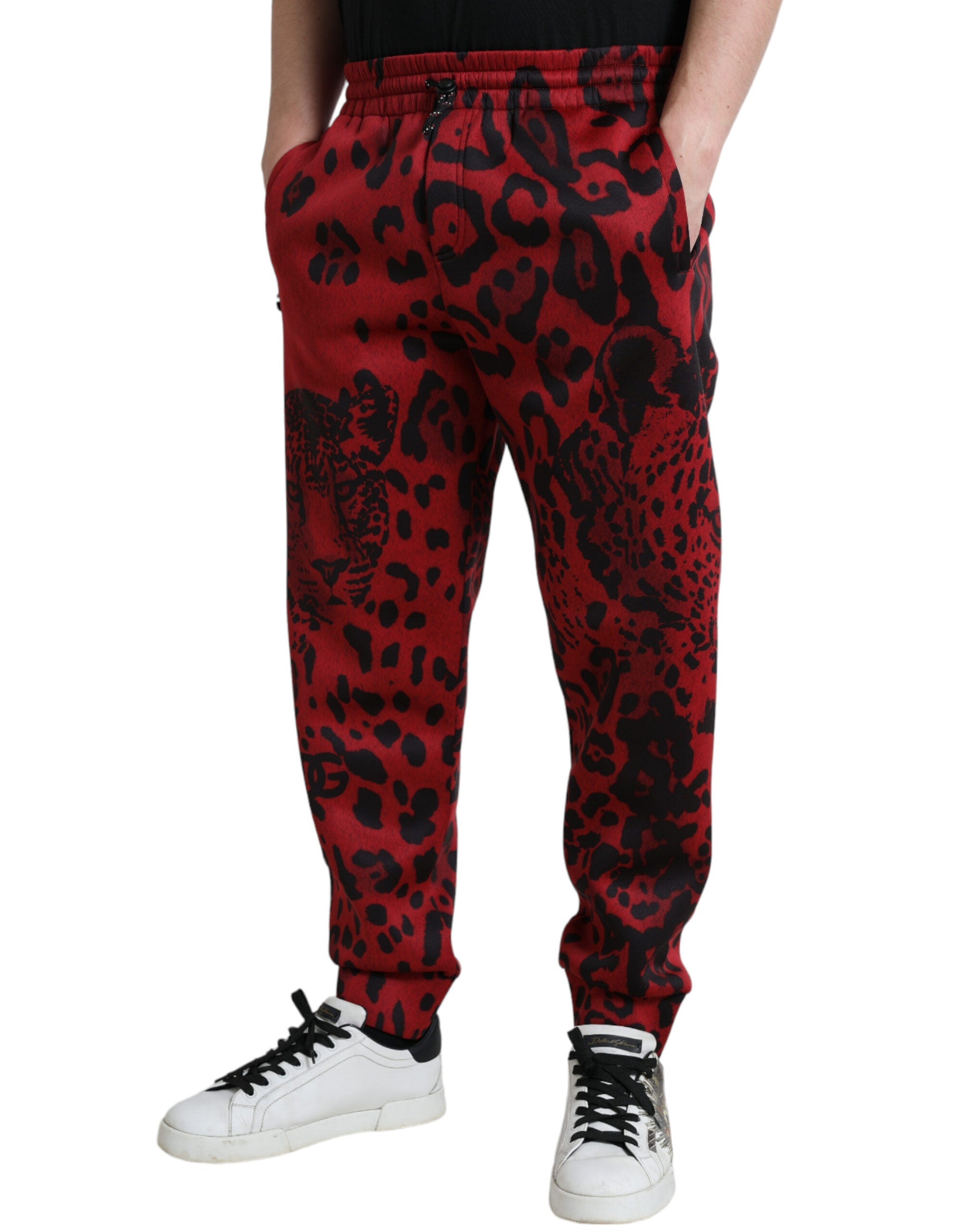 Dolce & Gabbana Red Black Leopard Stretch Jogger Pants Dolce & Gabbana
