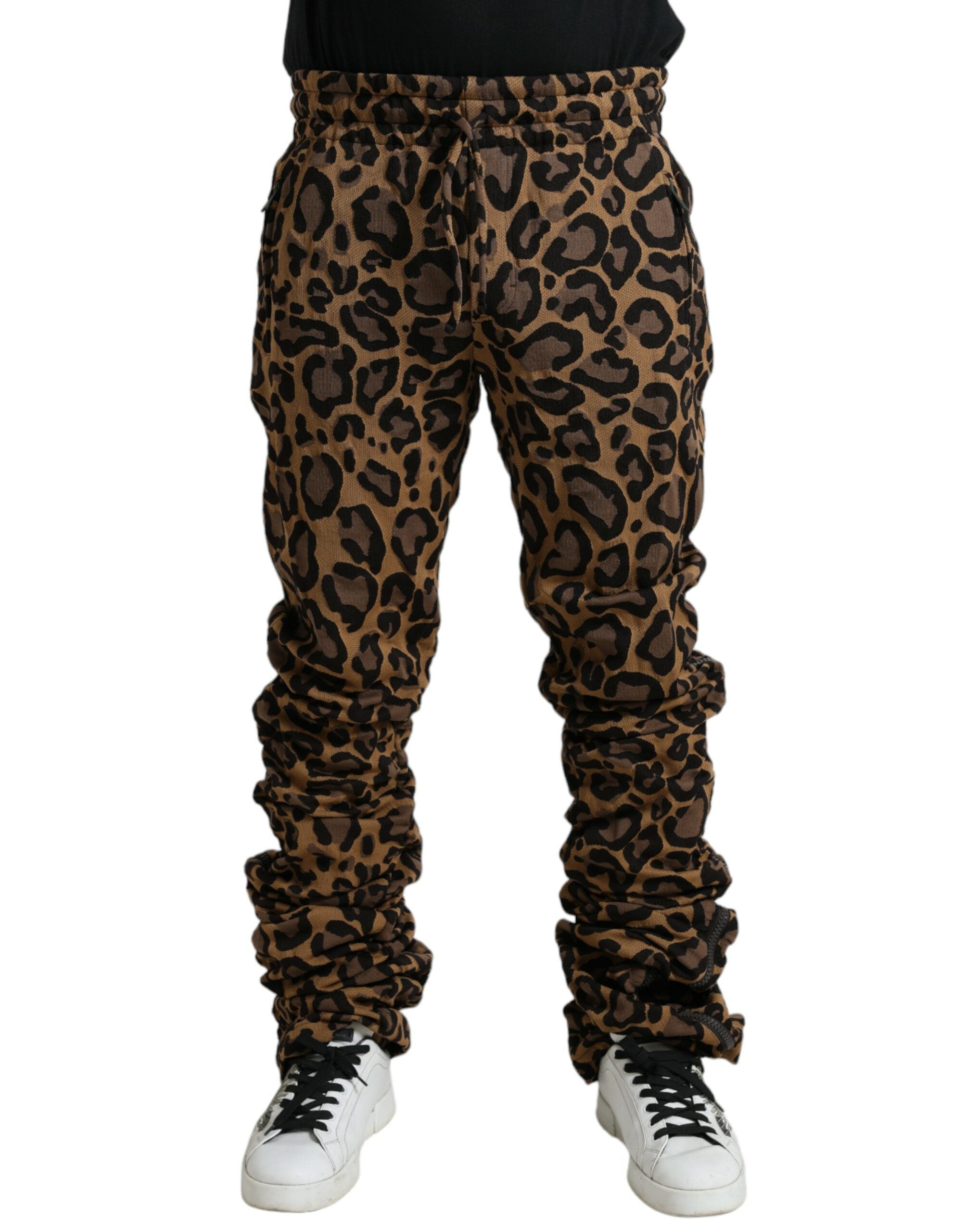 Dolce & Gabbana Brown Leopard Jacquard Jogger Pants Dolce & Gabbana