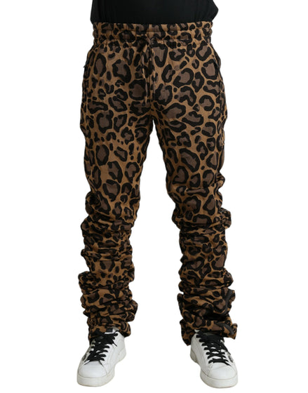 Dolce & Gabbana Brown Leopard Jacquard Jogger Pants Dolce & Gabbana
