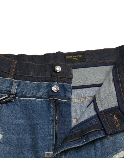 Dolce & Gabbana Blue Tattered Cotton Men Denim Jeans Dolce & Gabbana