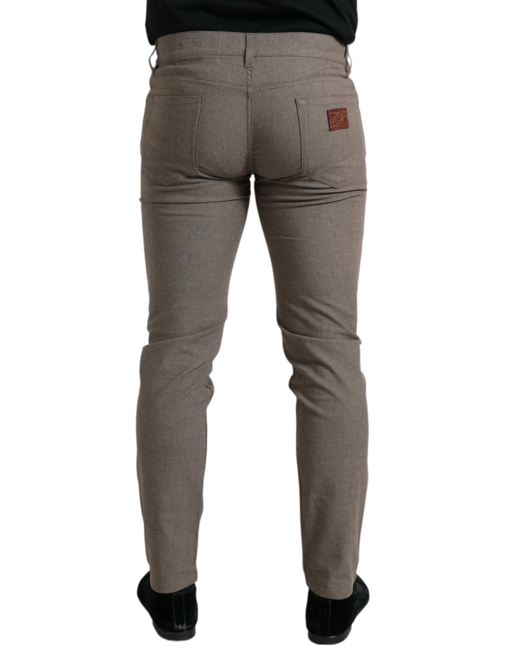 Dolce & Gabbana Brown Cotton Stretch Skinny Men Pants Dolce & Gabbana