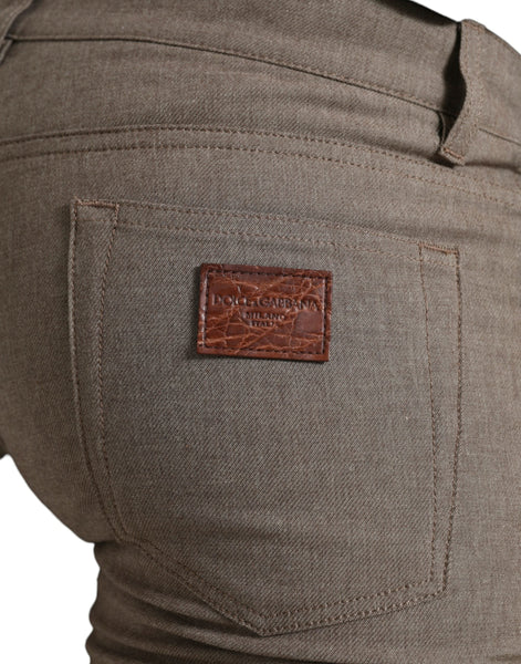 Dolce & Gabbana Brown Cotton Stretch Skinny Men Pants Dolce & Gabbana