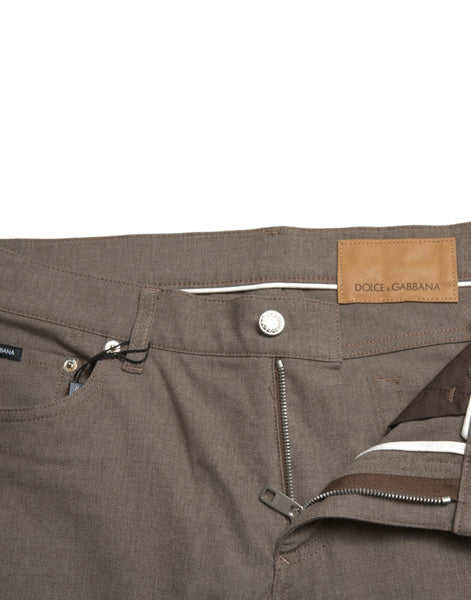 Dolce & Gabbana Brown Cotton Stretch Skinny Men Pants Dolce & Gabbana