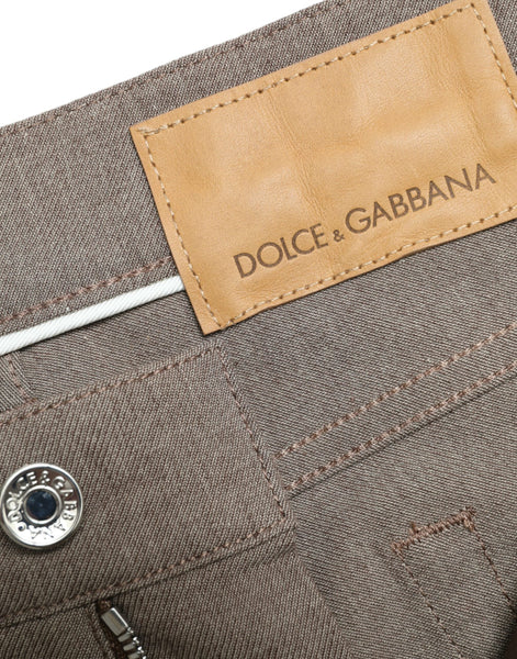 Dolce & Gabbana Brown Cotton Stretch Skinny Men Pants Dolce & Gabbana
