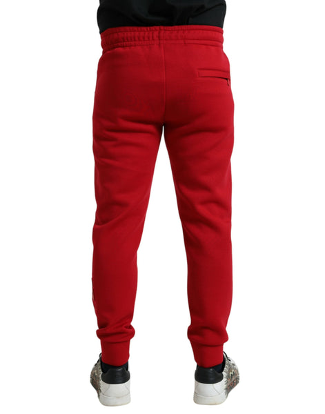 Dolce & Gabbana Red Cotton Blend Skinny Jogger Pants Dolce & Gabbana