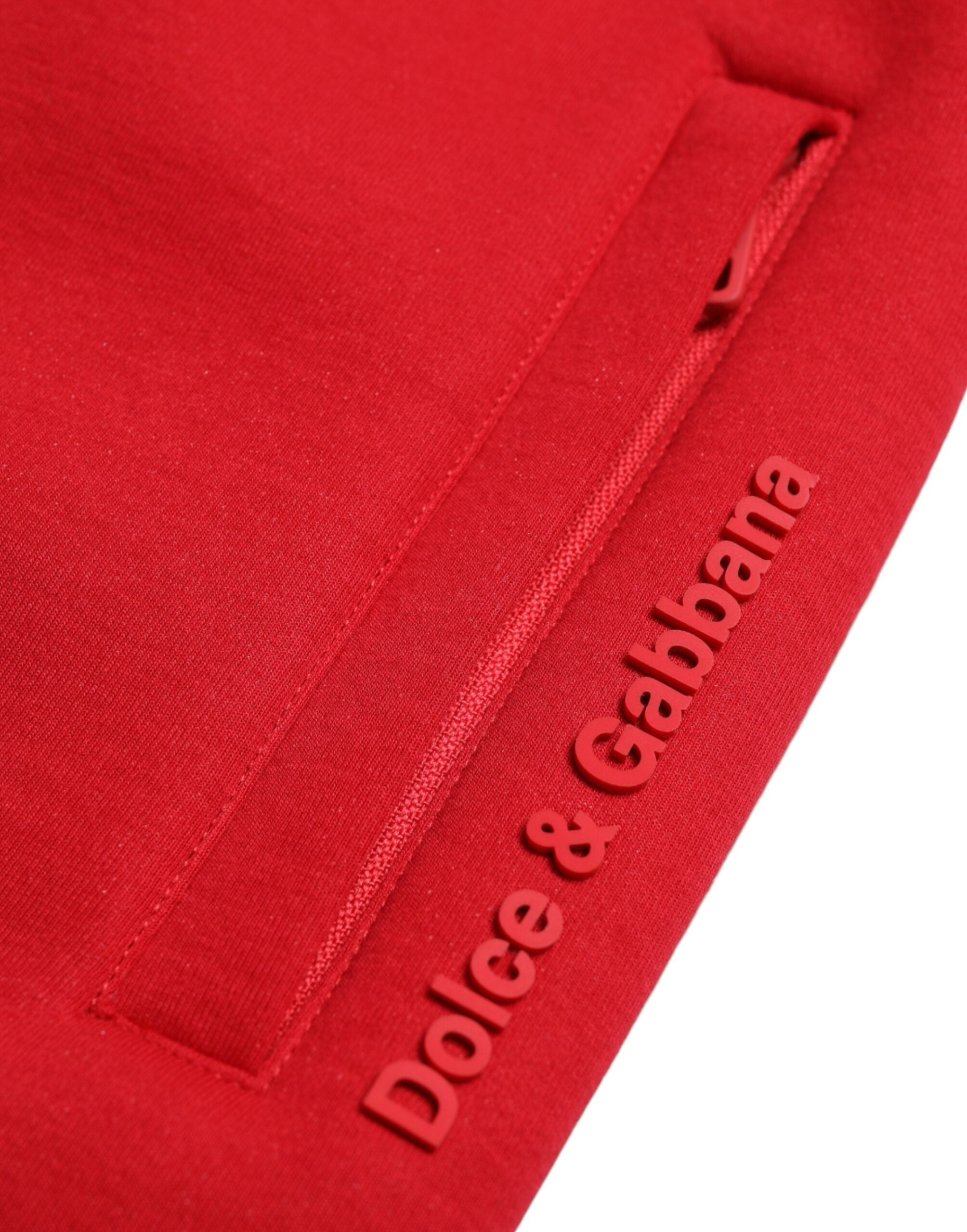 Dolce & Gabbana Red Cotton Blend Skinny Jogger Pants Dolce & Gabbana