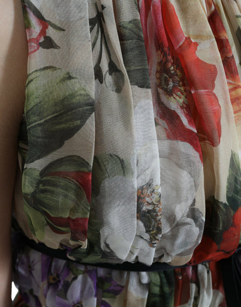 Dolce & Gabbana Beige Floral Sleeveless A-line Mini Dress Dolce & Gabbana
