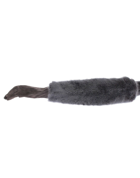 Dolce & Gabbana Gray Mink Fur Lambskin Suede Leather Gloves Dolce & Gabbana