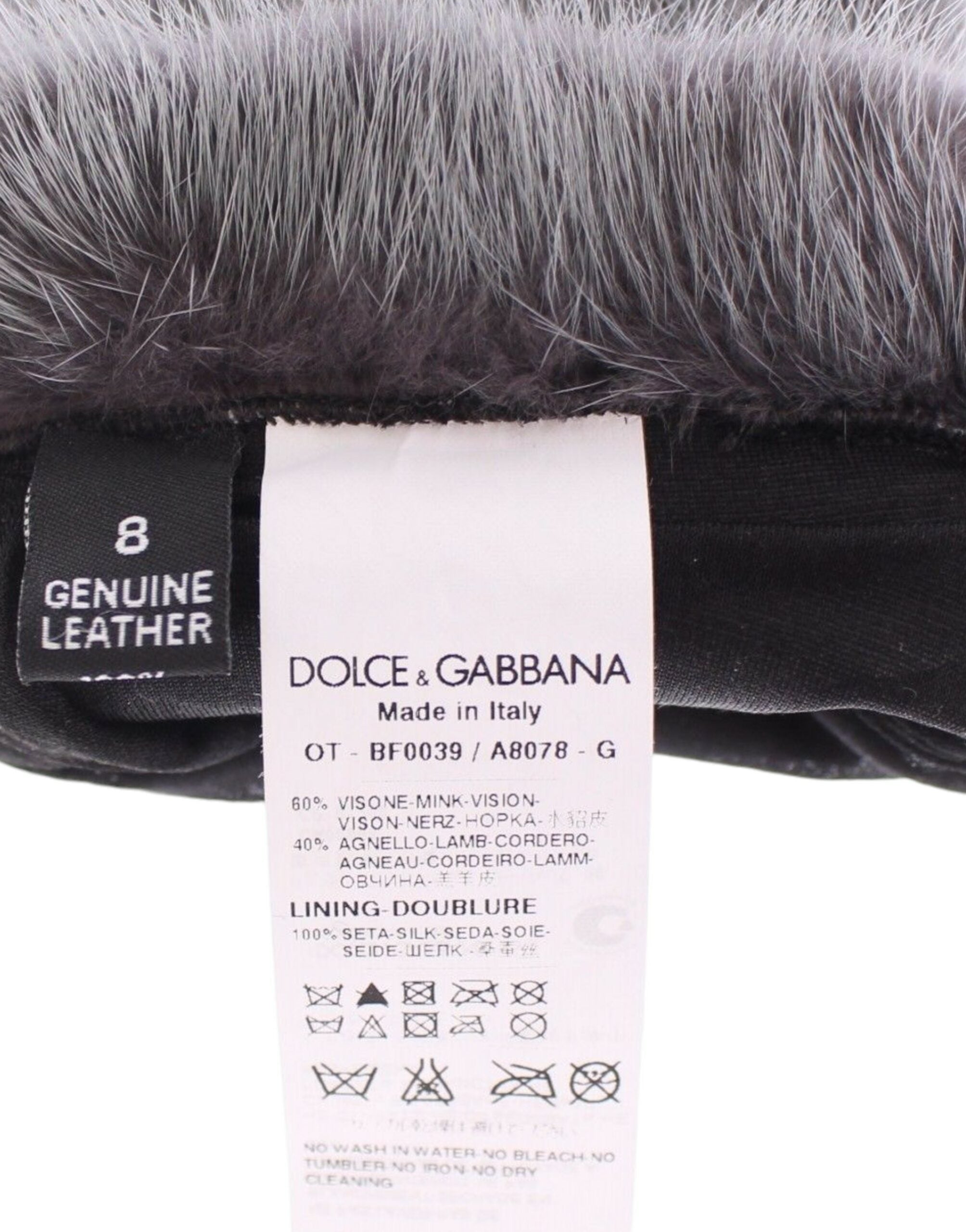 Dolce & Gabbana Gray Mink Fur Lambskin Suede Leather Gloves Dolce & Gabbana