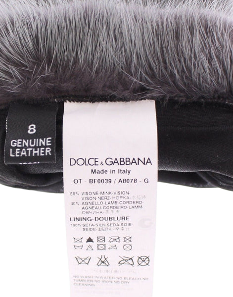 Dolce & Gabbana Gray Mink Fur Lambskin Suede Leather Gloves Dolce & Gabbana