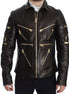 Dolce & Gabbana Brown Lambskin Leather Zipper Jacket Dolce & Gabbana