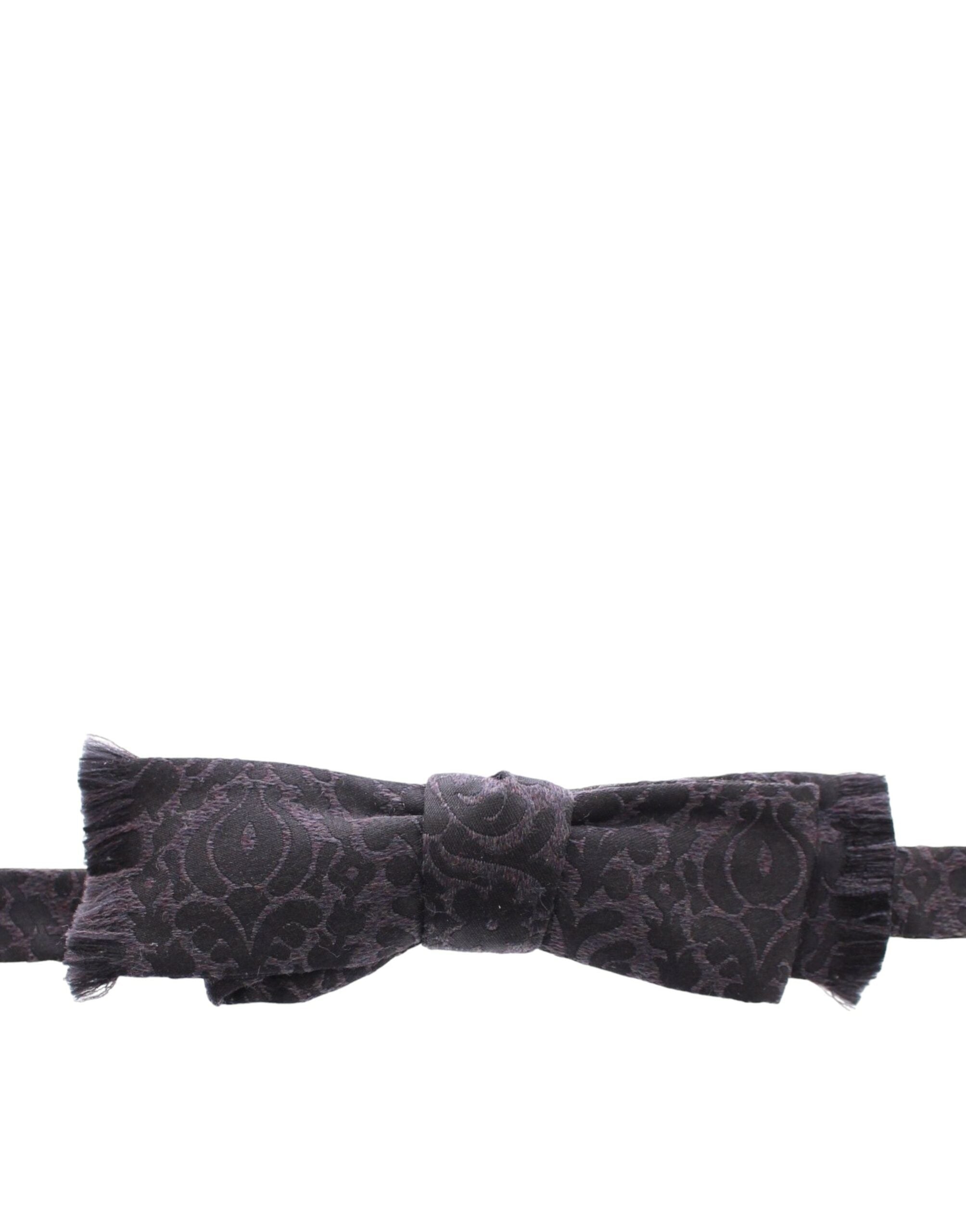 Dolce & Gabbana Gray Black Wool Bow Tie Dolce & Gabbana