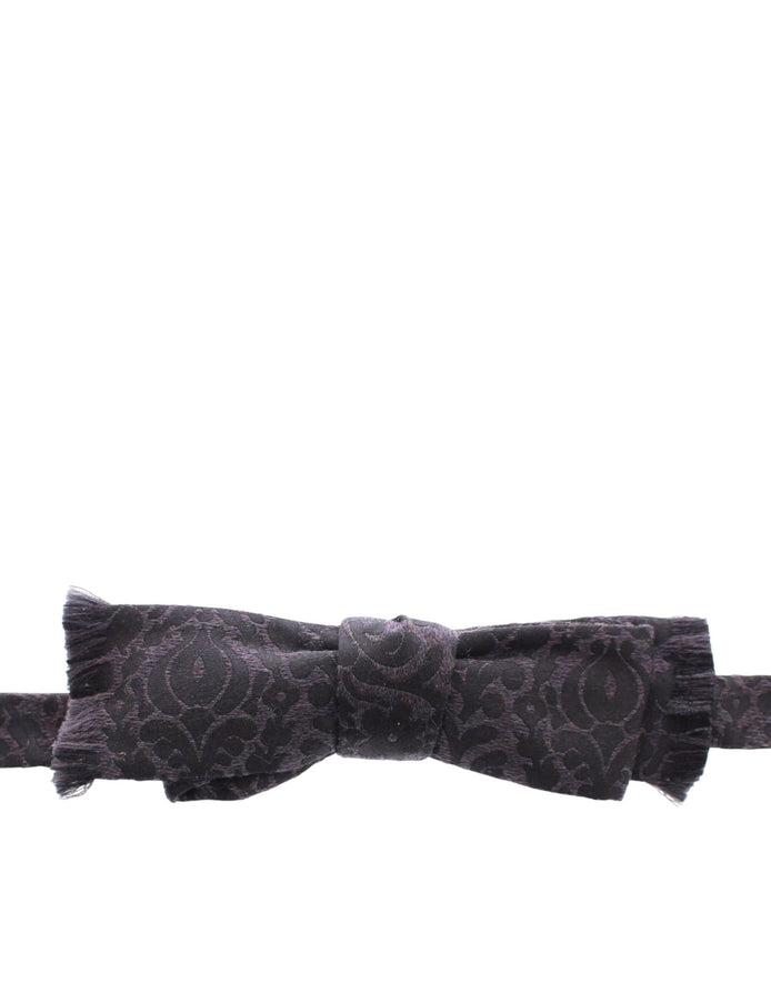 Dolce & Gabbana Gray Black Wool Bow Tie Dolce & Gabbana