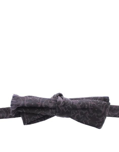 Dolce & Gabbana Gray Black Wool Silk Bow Tie Dolce & Gabbana
