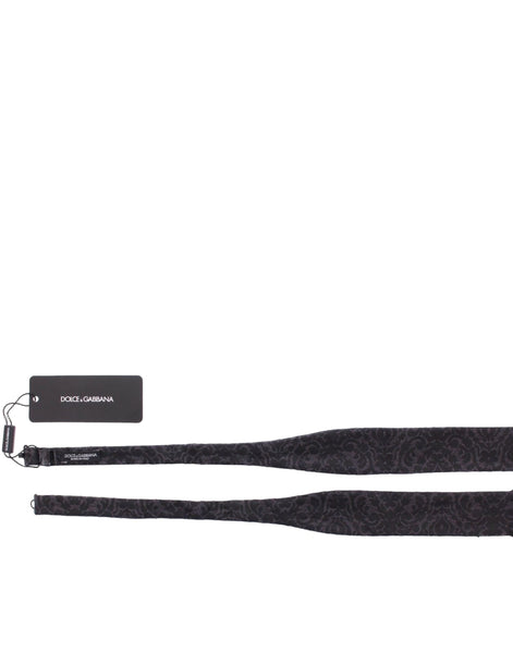 Dolce & Gabbana Gray Black Wool Silk Bow Tie Dolce & Gabbana