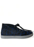 Dolce & Gabbana Blue Calfskin Leopard Mid Top Sneakers Shoes Dolce & Gabbana